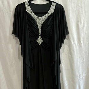 Yang Yuan Black Formal Evening Gown Size M – Rhinestone Halter Neck Elegant Maxi